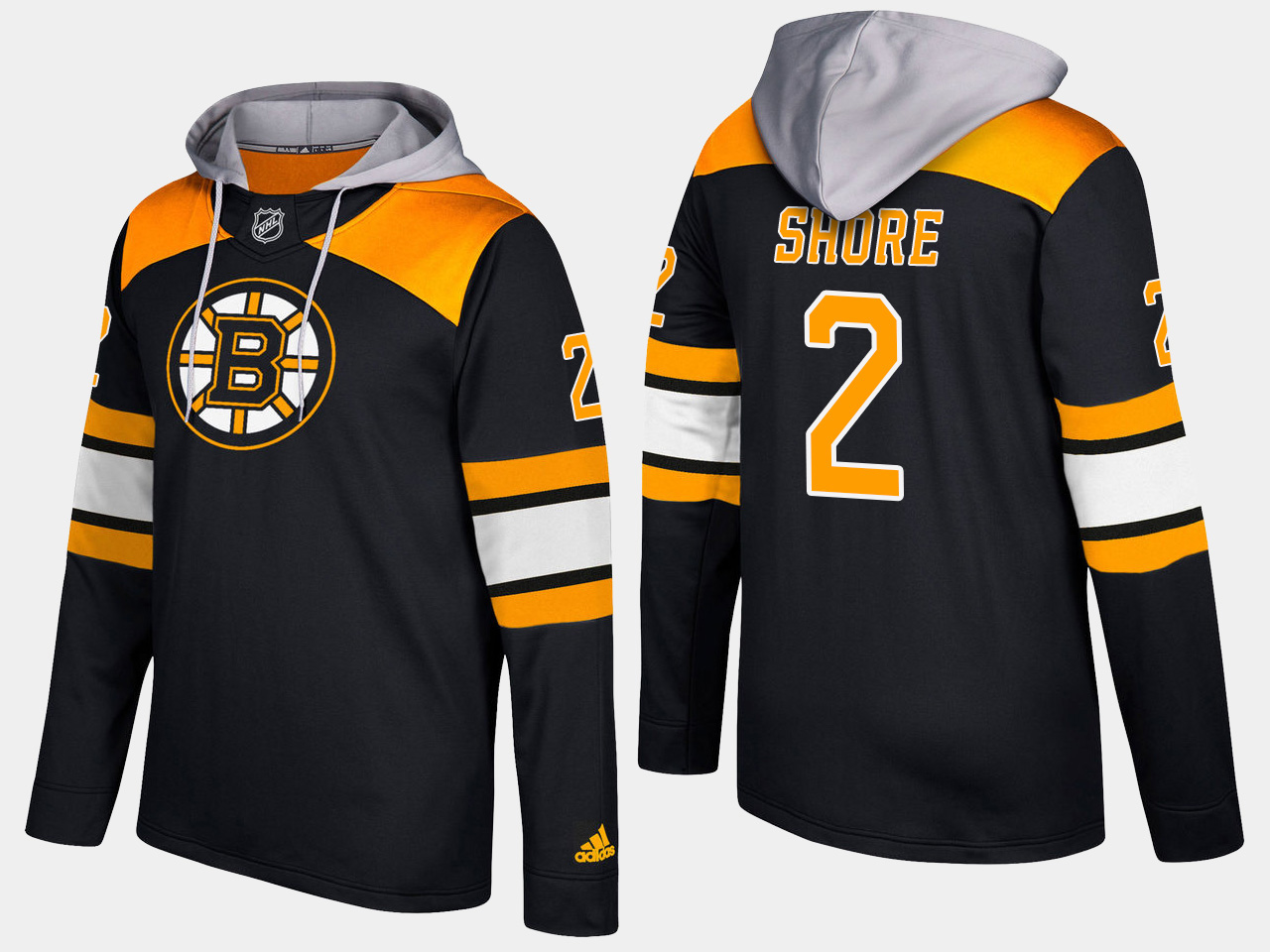 Men NHL Boston bruins retired #2 eddie shore black hoodie